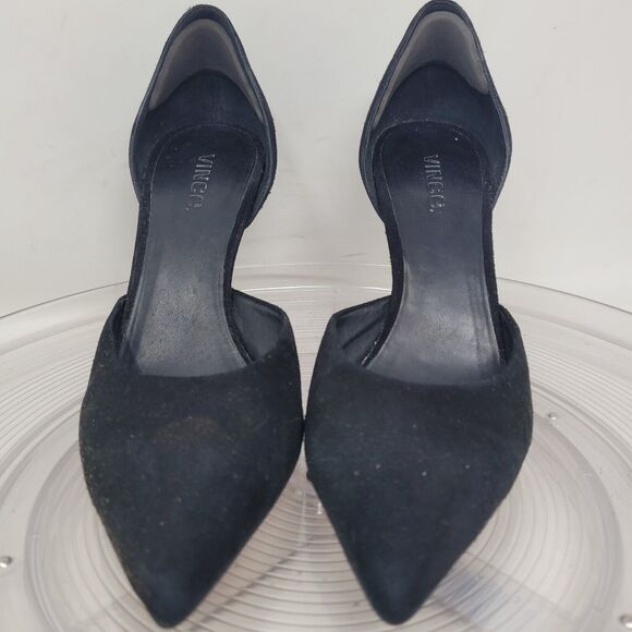 VINCE, D'Orsay Womens Suede Leather High Heels Pointed Toe Italian Black Sz 8.5M - Picture 2 of 7